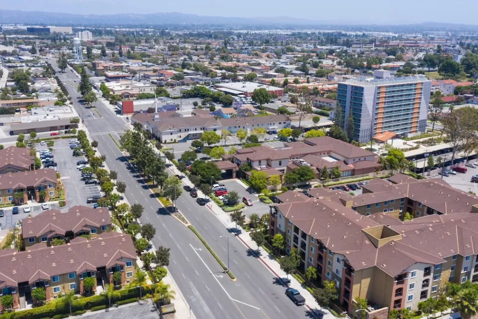 Aerial view of Norwalk, California.